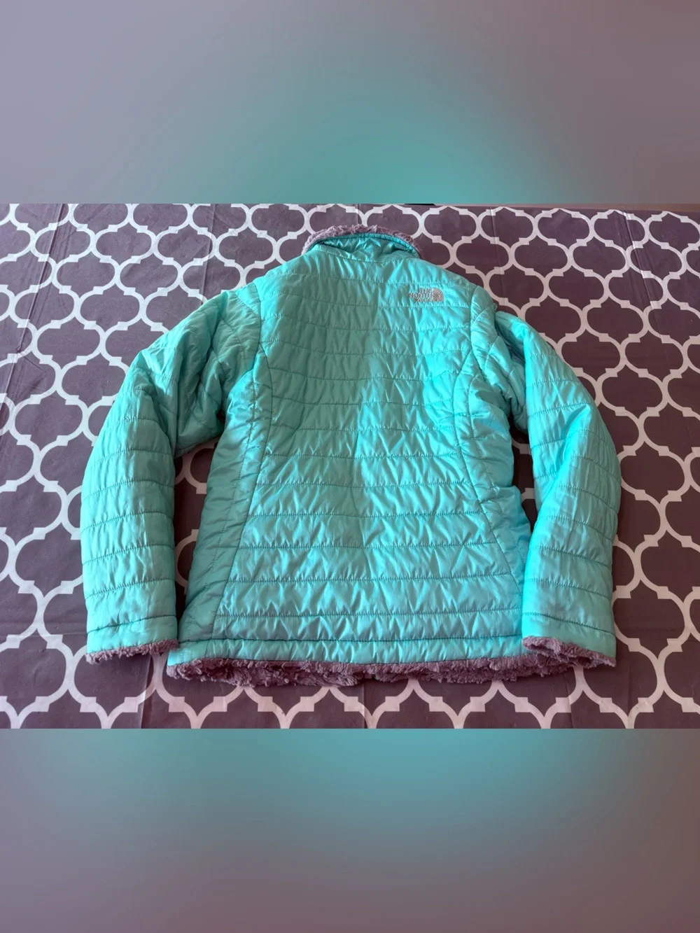 The North Face Girls' Reversible Mossbud Swirl Puffer Fuzzy Jacket